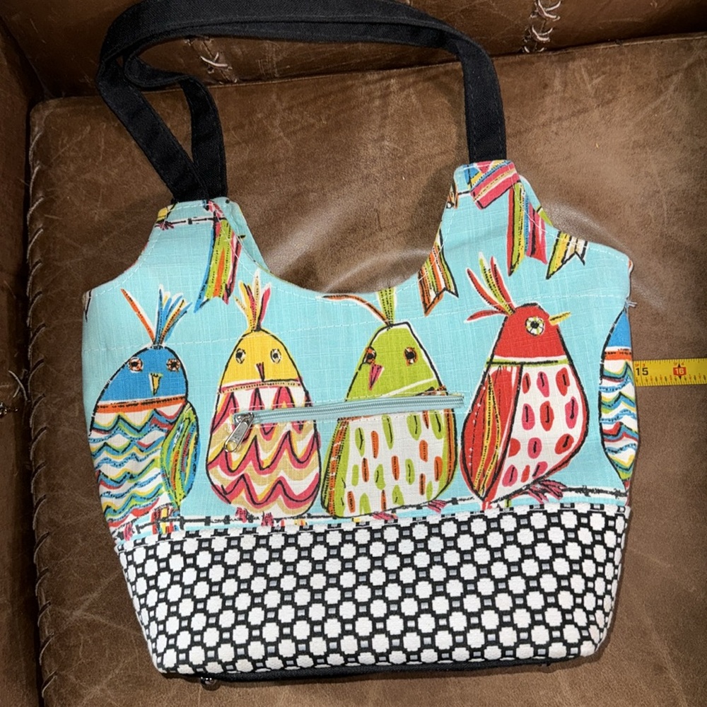 Berkshire Bags Sorrento Zip Top Multi-Pocket Artistic Fabric Footed Tote Bag - Picture 11 of 12